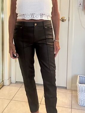 White House Black Market Shiny Coated Brown Skinny Jean Pants 6 Like New